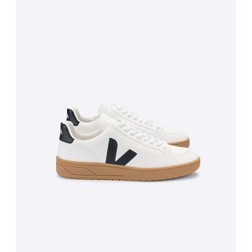 White/Black Women's Veja V-12 LEATHER Sneakers | AU 667CTV